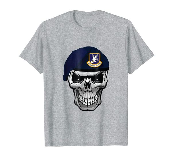 

air force security forces defender skull beret t-shirt, White;black