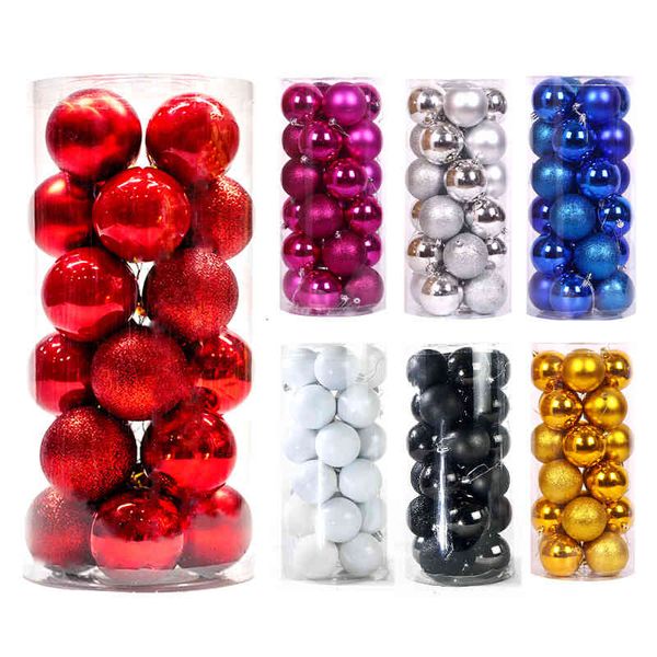 

decorations 3 4 5 6 / 8cm barrel plated plastic ball set christmas tree decoration pendant