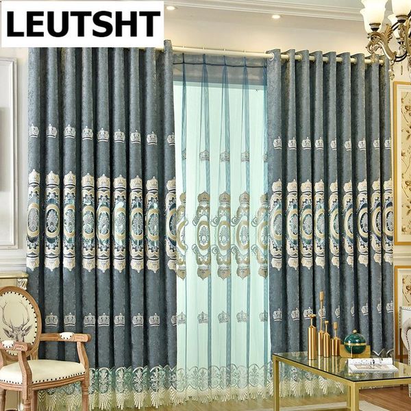 

european and american luxury custom-made exquisite embroidered villa curtains for living room bedroom window decorative curtain & drapes