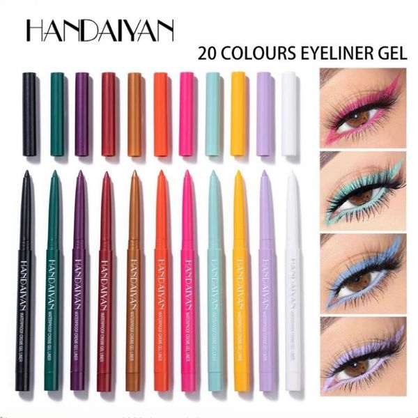 HANDAIYAN 20 CORES / LOTE GEL EYELINER LÁPIS KIT Makeup Colored Eye Liner Creme Caneta Fácil de usar DHL amarelo branco impermeável