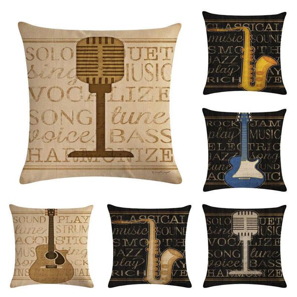 

retro musical instruments throw pillows cover sofa car cushion for home decorative 45x45cm pillowcase cushion/decorative pillow