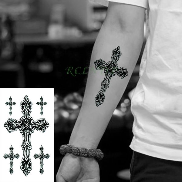 Impermeável Tatuagem Temporária adesivos Cross Tribal totem falso tatuagem flash tatoo tatuage pescoço mão volta pé para meninas mulheres homens