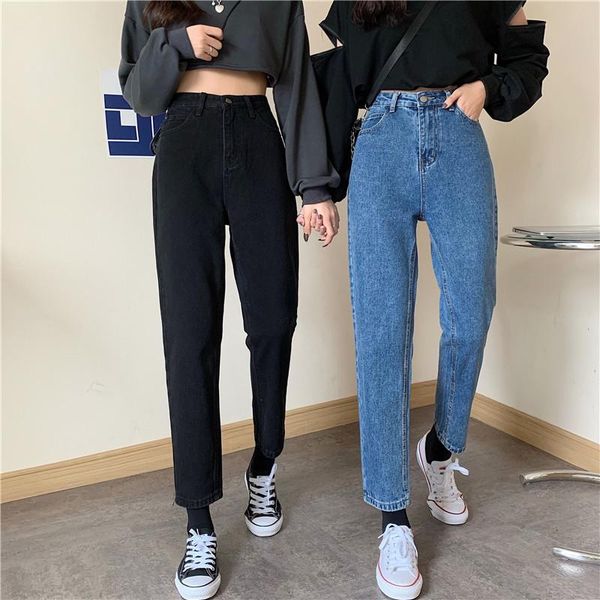 

women's jeans 2021 harem pants vintage high waist woman boyfriends full length mom cowboy denim vaqueros mujer, Blue