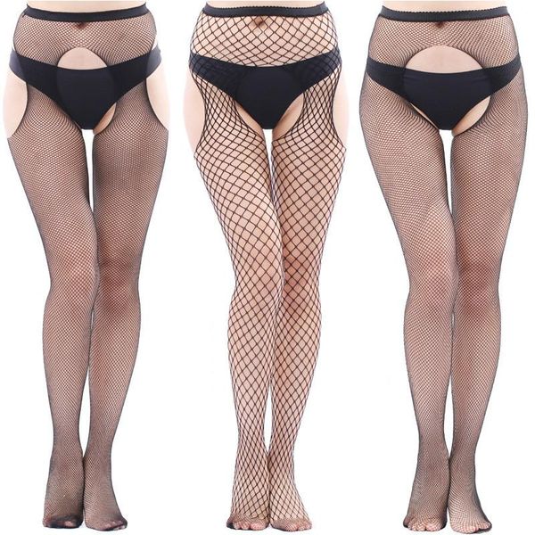

mesh pantyhose open file crotch women tights slim toe transparent temptation hosiery cutout stockings socks &, Black;white