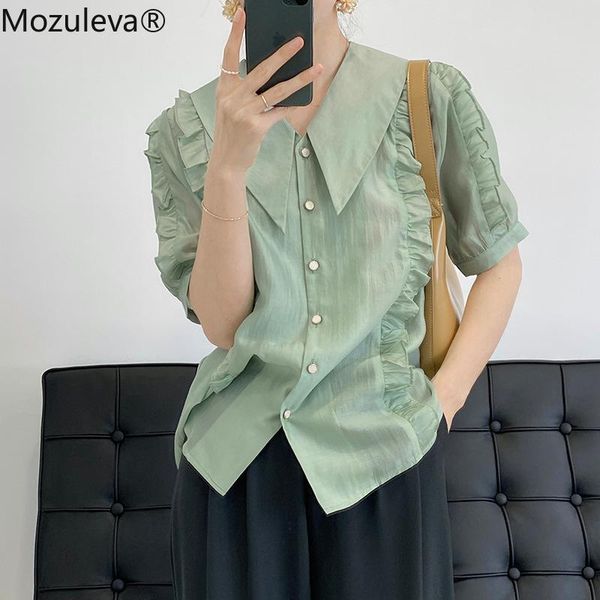 

women's blouses & shirts mozuleva women patchwork puff sleeve loose summer office ladies stylish short blouse female blusas, White