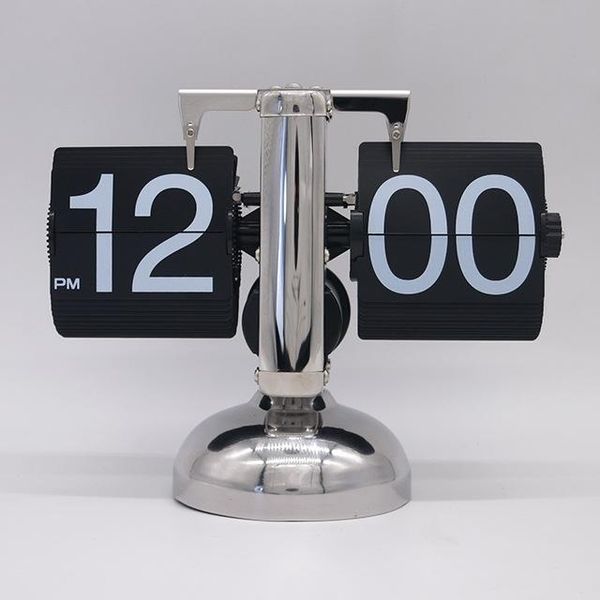 

desk & table clocks small balance engraved automatic page turning clock living room retro one-leg flip classic