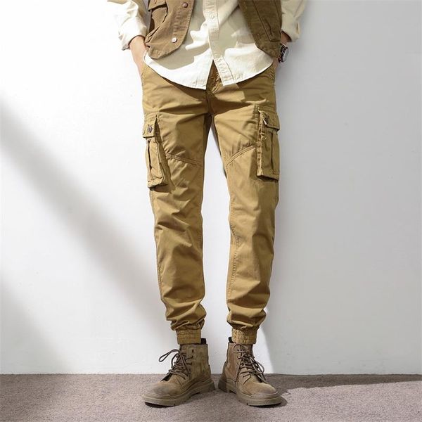 

men's pants khaki casual men military tactical joggers cargo multi-pocket fashions black trousers