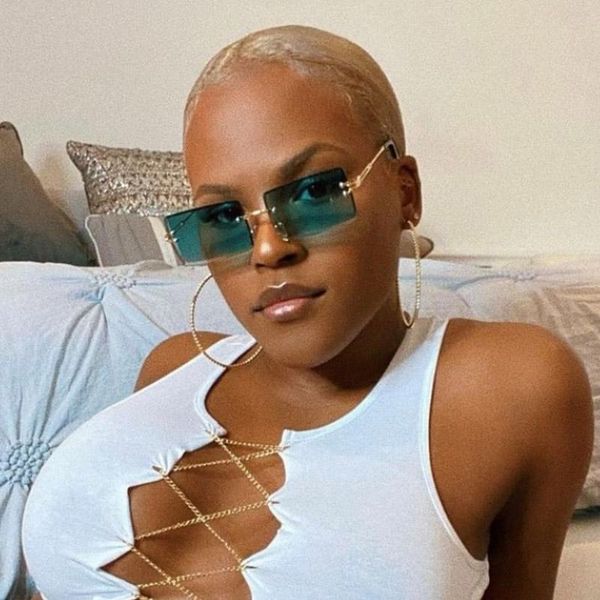 

fashion lake blue women's square sunglasses women rimless shades brand trend 90's rectangle sun glasses men gradient lens, White;black