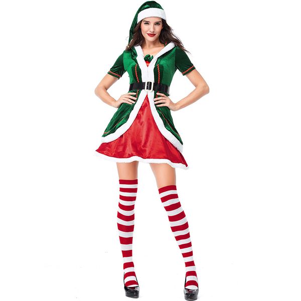 

sets lingerie green christmas elf suit party role play, Black;white