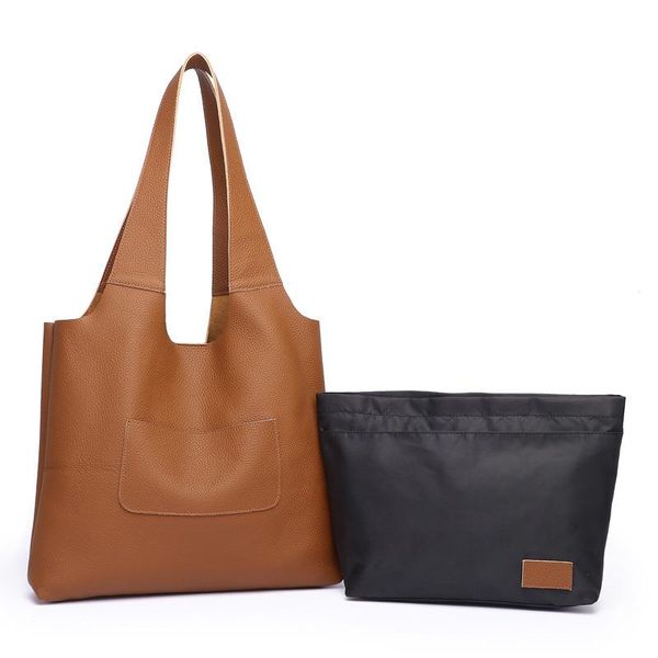 

totes handmade soft genuine leather female handbag large capacity ladies tote bag simple casual shopping shoulder for women