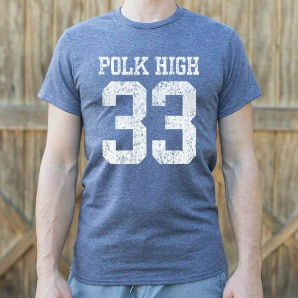 

polk high number 33 football t-shirt | mens short sleeve graphic t-shirt, White;black