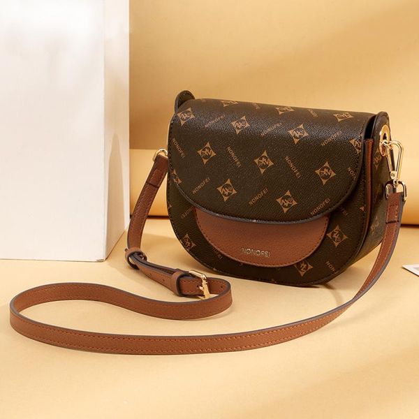 

evening bags 2021 classic printed pattern genuine leather designer ladies shoulder messenger bag bolsa half moon crossbody for women