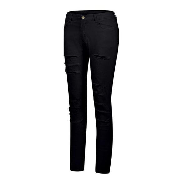 

women's tights cotton ripped fashion high waist casual spring and autumn commuting solid color women small feet pants jeans, Blue