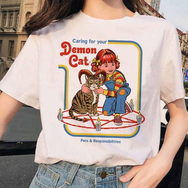 

satan the devil fashion women t shirt harajuku ullzang graphic funny streetwear tees female, White