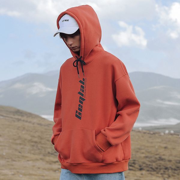 

2021 spring hooded hoodies men's letter printing trend loose coat, Black