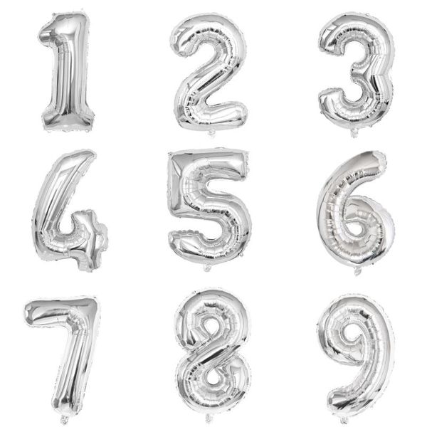 

party decoration 32inch silver foil number balloon first baby girl kids birthday decorations 1st 1 2 3 4 5 6 7 8 9 10 30 40 years old woman