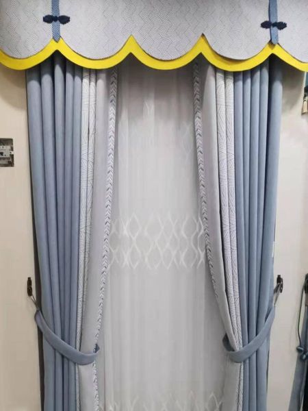 

curtain & drapes seamless stitching chenille nordic style three-color thickened light luxury curtains for living dining room bedroom