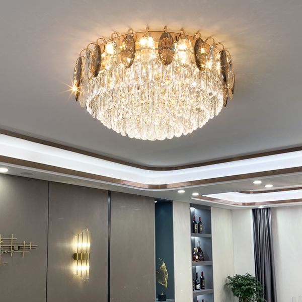 Luz lâmpadas de teto de cristal de luxo quente lâmpada lâmpada moderna rodada sala de jantar high-end vida