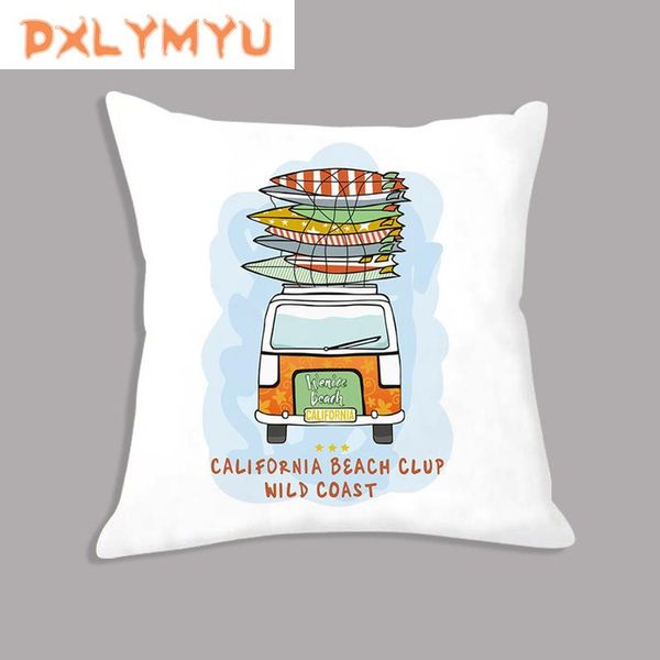 

cushion/decorative pillow cartoon cushion cover car vacation surf art printing plush polyester case decorative home sofa 45*45cm