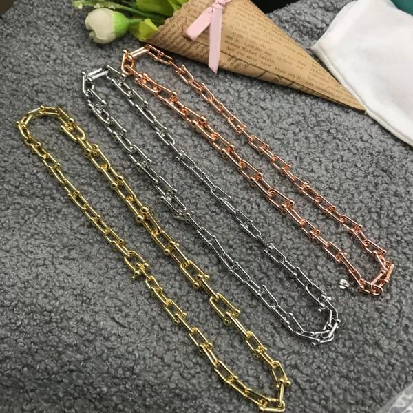 

fashion brand designer necklace titanium steel u-shaped necklace style available in gold, silver and rose gold