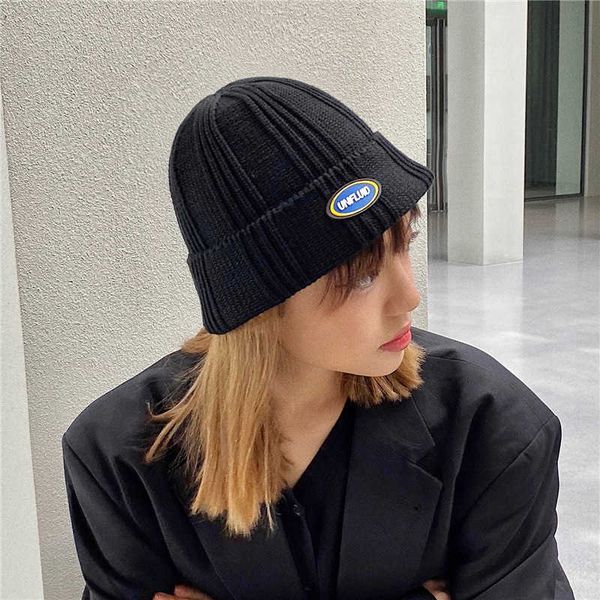 

knitting wool children autumn and yuppie melon skin landlord designer fashion men winter cold hat, Blue;gray
