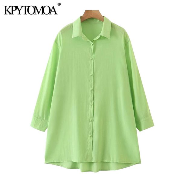 

women fashion bright color loose asymmetry blouses vintage long sleeve button-up female shirts blusas chic 210416, White
