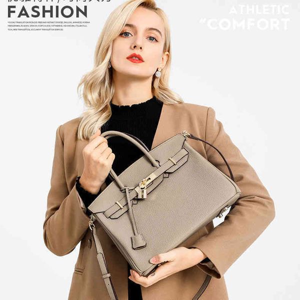 

leather herme handbag new bag women's temperament litchi pattern platinum large capacity designers woman's leisure shoulderbag lux