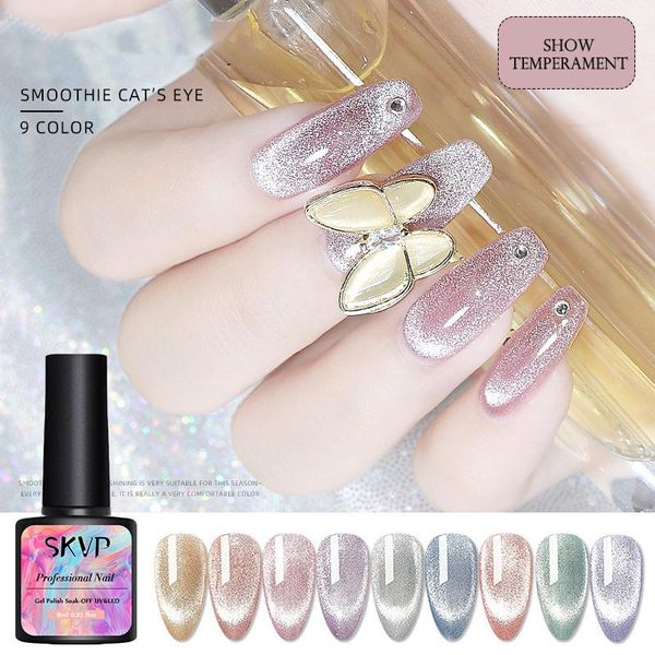 

nail gel skvp 8ml polish jade cat eye magnet hybrid varnish semi permanent summer magnetic lacquer primer art, Red;pink