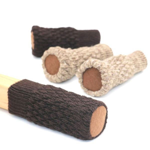 

chair covers elastic furniture foot cover 4pcs knitted socks non-slip table legs pads floor protection knitting wool