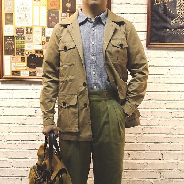 

men's jackets read description wt-0008 100% cotton vintage stylish safari bush jacket, Black;brown