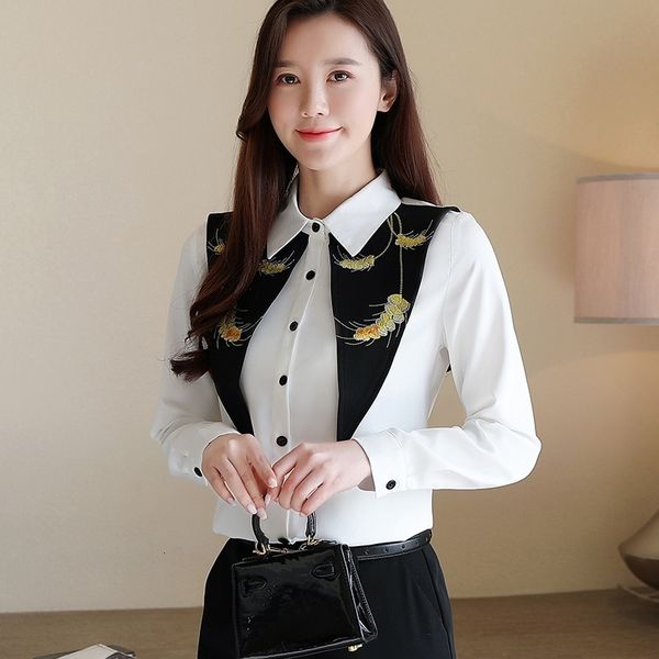 

dress 2021 fashion women shirts blouses female long sleeve embroidered shirt blusa feminina, White