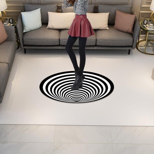 

carpets mandala alfombra 3d three-dimensional black&white stereo vision illusion for living room area rug tea table sofa mat