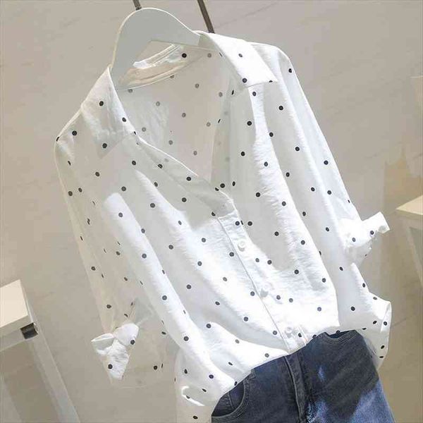 

plus size white linen women shirt fashion and fall female dot ol blusas 5xl