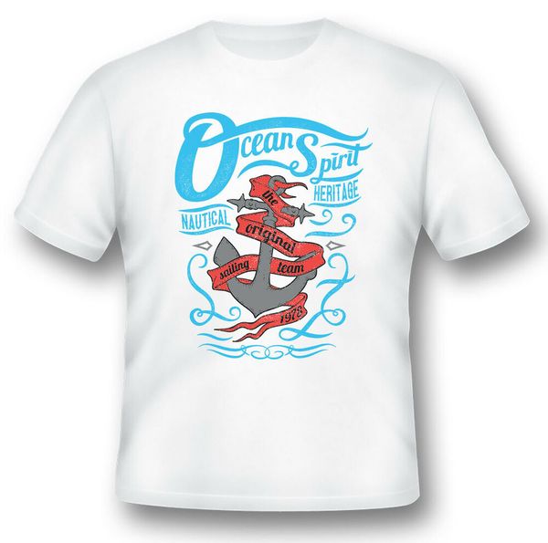

ocean spirit nautical team black or white tee shirt, White;black