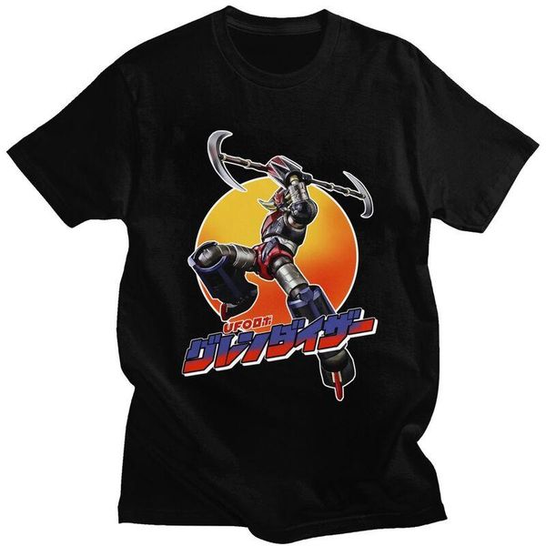 

men's t-shirts classic anime ufo robot grendizer t shirts men short sleeve goldrake streetwear tee pure cotton oversized tshirt, White;black