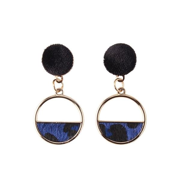 

vintage leopard print drop earrings big geometric plush dangle women 2021 female earring jewelry & chandelier, Silver