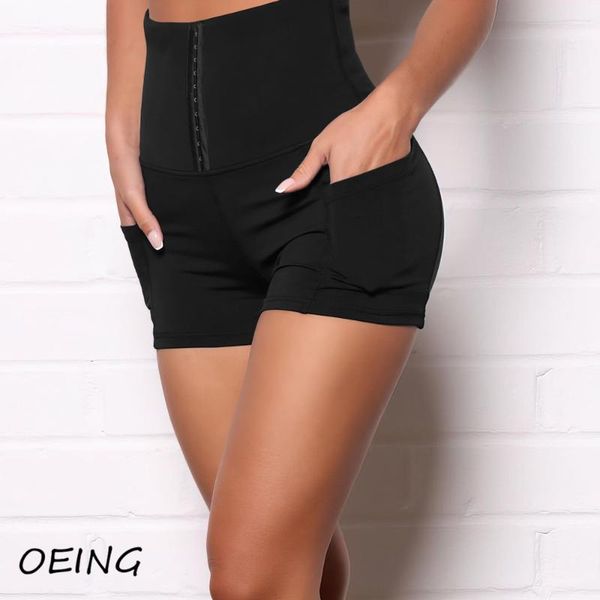 

yoga outfit women's fitness shorts with pockets zip up high waisted sport pants tights stretchy sweat pant