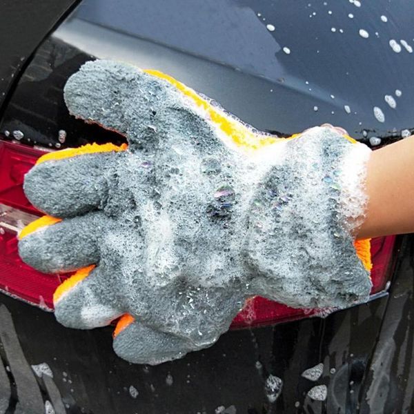 

car sponge 2pcs double-sided coral fleece five-finger cleaning gloves auto care tools detailing washing towel absorbent drying cloth