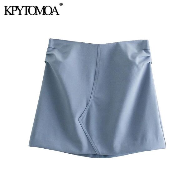 

women chic fashion with lining pleated mini skirt high waist back zipper female mujer 210420, Black