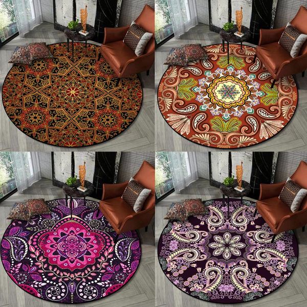 

bohemian mandala color flower ethnic style living room bedroom hanging basket chair round floor mat carpet carpets