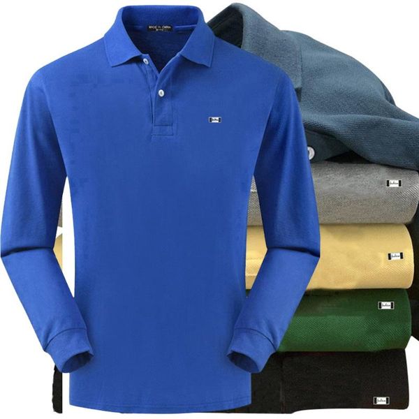 

men's polos 100% cotton shirt solid color embroidery casual long sleeve shirts lapel plus size 4xl, White;black