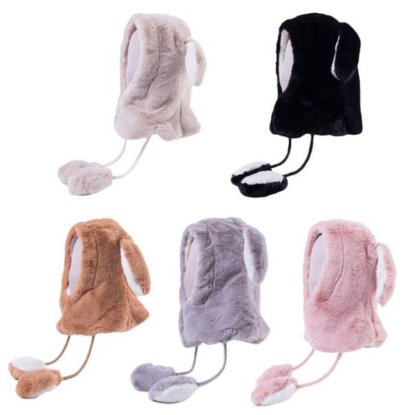 

hats, scarves & gloves sets womens cute jumping ears earflap hat moving airbag warm hood balaclava, Blue;gray