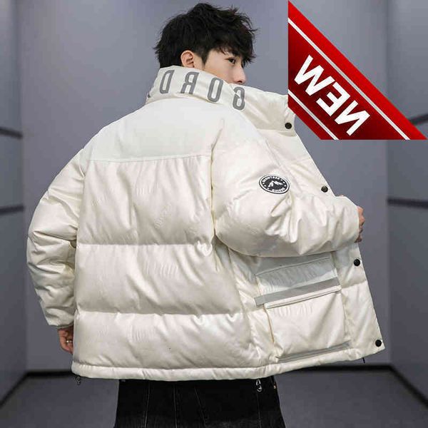 

down jacket men 2021 new winter coat male trend ins versatile thickened warm clothes white duck down loose bread for office, Black