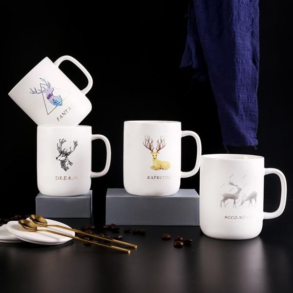 

mugs creative ceramic cup set cartoon mug with cover nordic