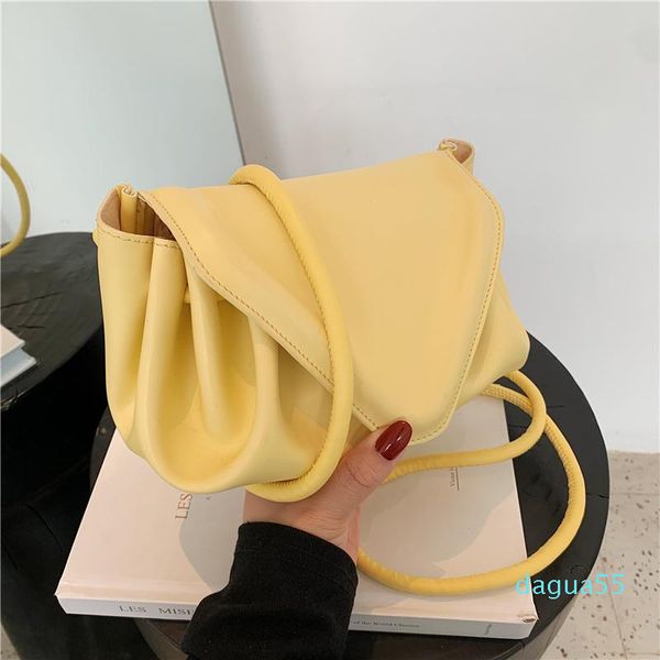 

cross body fashion pleated ladies crossbody bags pu leather shoulder bag for women 2021 solid color handbag brand design purse