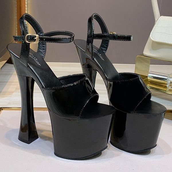 

sandals black open toe platform high heels women lazy shoes 2021 women's wedding super high-end
