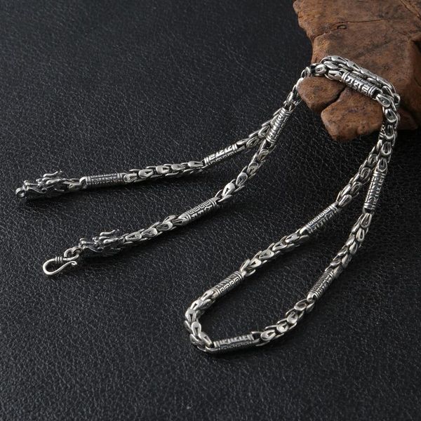 

chains classic 100% s925 sterling silver jewelry retro thai fashion dragon scales faucet back pattern men's necklace gifts