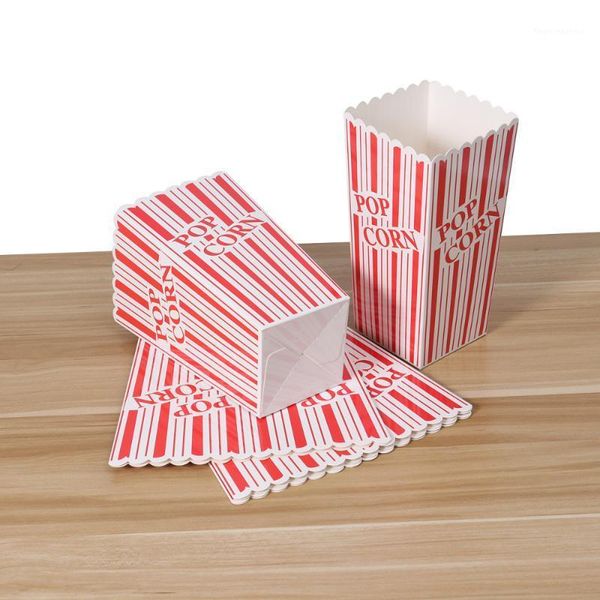 

gift wrap 6pcs plus size stripes popcorn treat boxes paper for party - red1