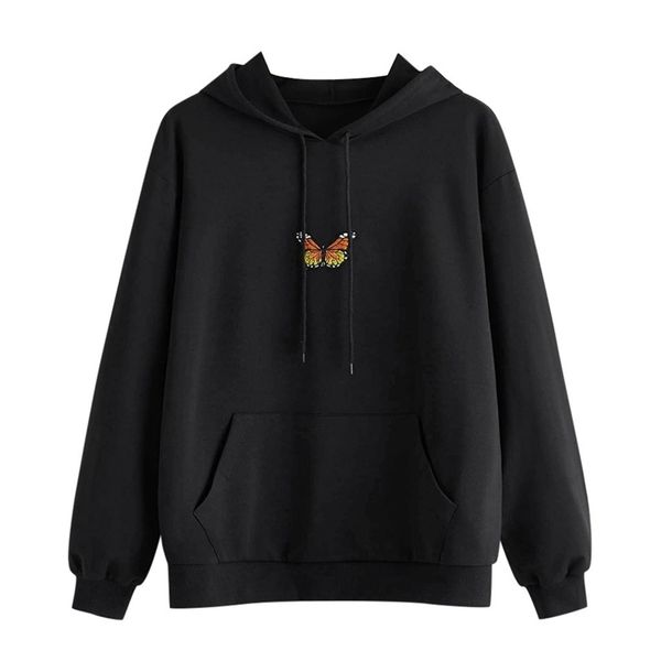 

oversized butterfly print hoodies women sweatshirts harajuku hooded aesthetic hoodie spring ladies hoody pullovers 1, Black