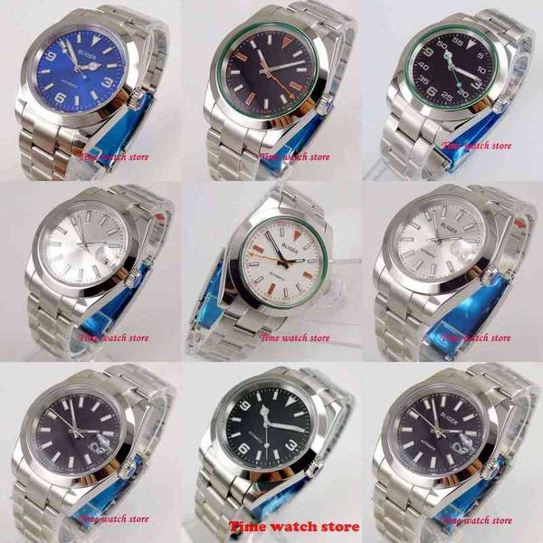 

automatic blister waterproof 40mm pvd men watch sapphire glass illuminating black sier dial date polished bezel, Slivery;brown